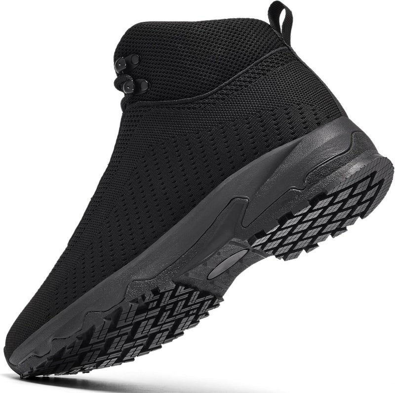 SHULOOK Non Slip Work Boots for Men Slip Resistant Lightweight Kitchen Chef Shoes for Restaurant Food Service Comfy Working Shoe Ankle Support Mesh Walking Footwear Black - Image 2